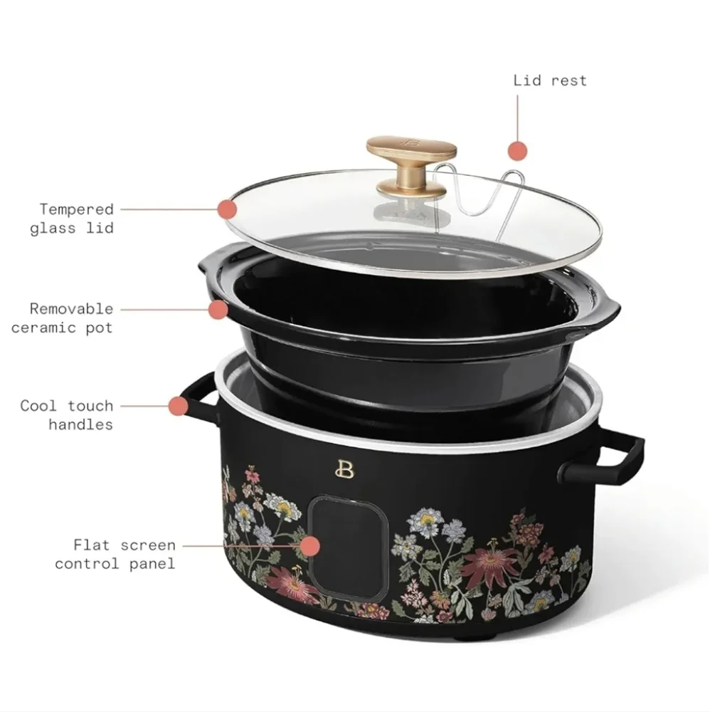 Beautiful 6 Qt Programmable Slow Cooker, Black Sesame by Drew Barrymore